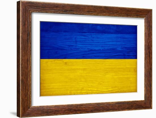 Ukraine Flag Design with Wood Patterning - Flags of the World Series-Philippe Hugonnard-Framed Art Print