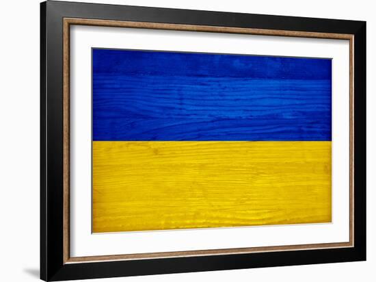 Ukraine Flag Design with Wood Patterning - Flags of the World Series-Philippe Hugonnard-Framed Art Print