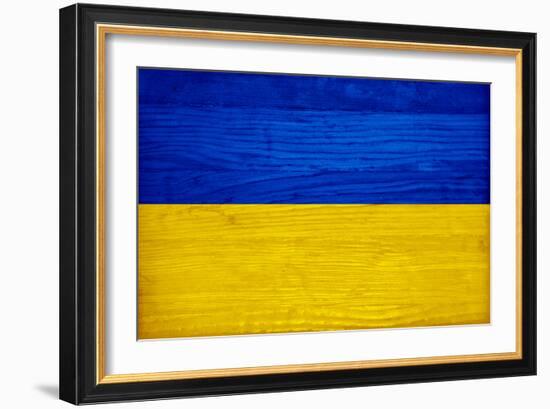 Ukraine Flag Design with Wood Patterning - Flags of the World Series-Philippe Hugonnard-Framed Art Print