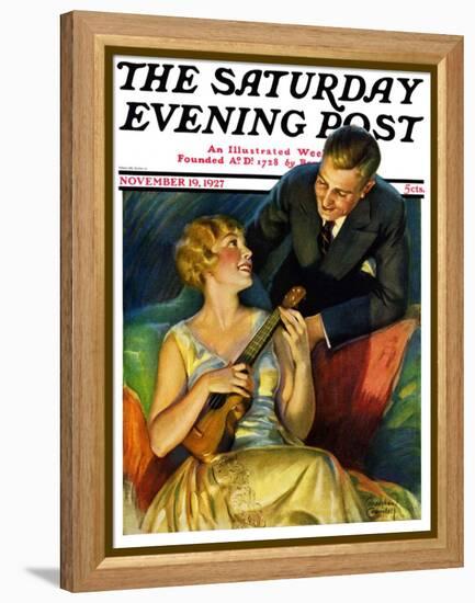 "Ukulele Baby," Saturday Evening Post Cover, November 19, 1927-Bradshaw Crandall-Framed Premier Image Canvas