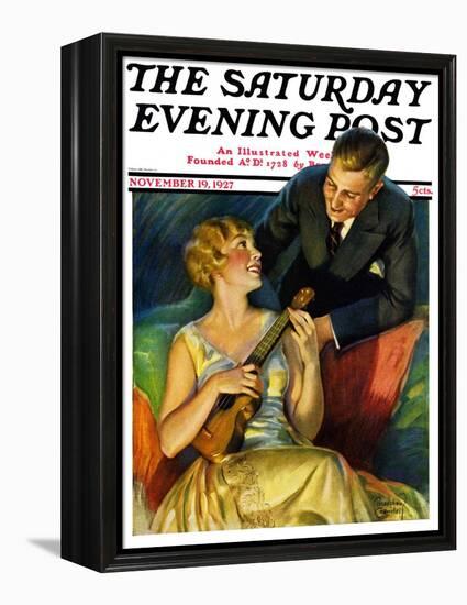 "Ukulele Baby," Saturday Evening Post Cover, November 19, 1927-Bradshaw Crandall-Framed Premier Image Canvas