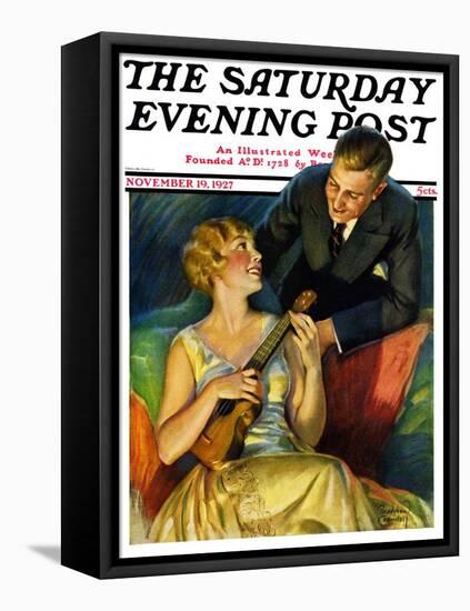 "Ukulele Baby," Saturday Evening Post Cover, November 19, 1927-Bradshaw Crandall-Framed Premier Image Canvas
