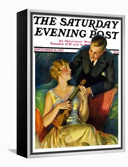 "Ukulele Baby," Saturday Evening Post Cover, November 19, 1927-Bradshaw Crandall-Framed Premier Image Canvas