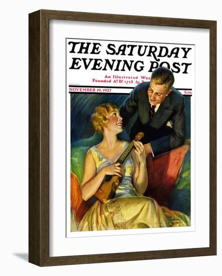 "Ukulele Baby," Saturday Evening Post Cover, November 19, 1927-Bradshaw Crandall-Framed Giclee Print