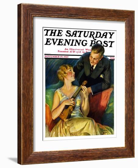 "Ukulele Baby," Saturday Evening Post Cover, November 19, 1927-Bradshaw Crandall-Framed Giclee Print