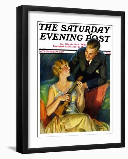"Ukulele Baby," Saturday Evening Post Cover, November 19, 1927-Bradshaw Crandall-Framed Giclee Print