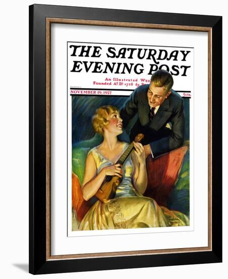 "Ukulele Baby," Saturday Evening Post Cover, November 19, 1927-Bradshaw Crandall-Framed Giclee Print