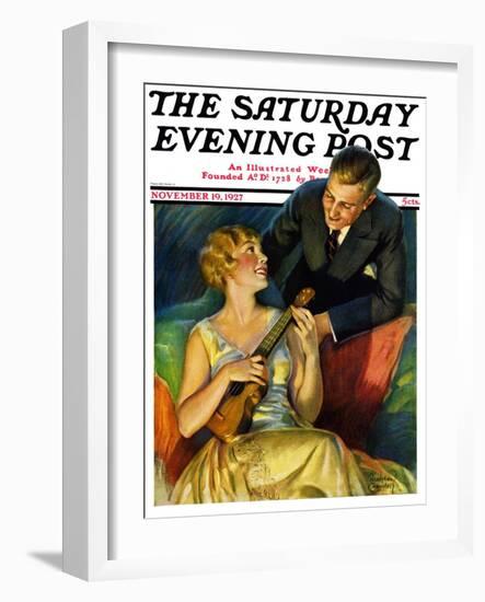 "Ukulele Baby," Saturday Evening Post Cover, November 19, 1927-Bradshaw Crandall-Framed Giclee Print