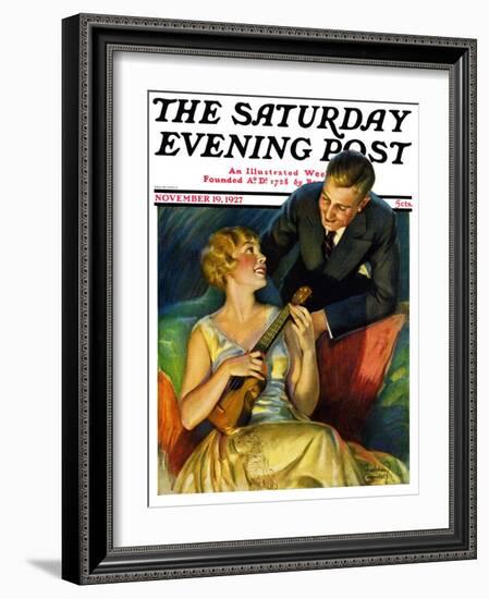 "Ukulele Baby," Saturday Evening Post Cover, November 19, 1927-Bradshaw Crandall-Framed Giclee Print