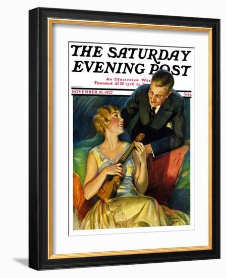 "Ukulele Baby," Saturday Evening Post Cover, November 19, 1927-Bradshaw Crandall-Framed Giclee Print