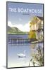 Ullswater Boathouse - Dave Thompson Contemporary Travel Print-Dave Thompson-Mounted Giclee Print