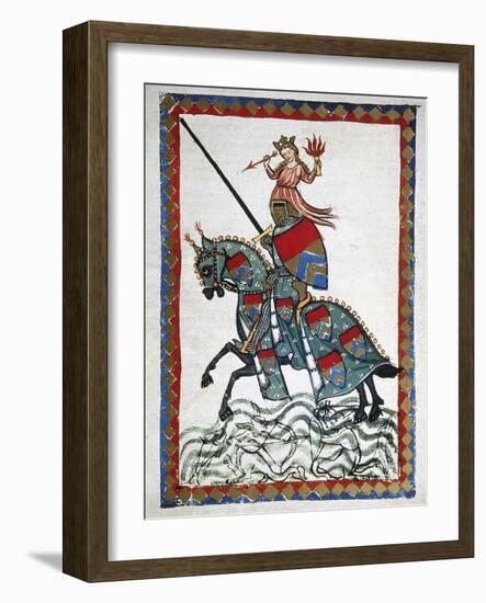 Ulrich Von Liechtenstein (1200 1278) on a Trip. Codex Manesse (Ca.1300)-null-Framed Giclee Print