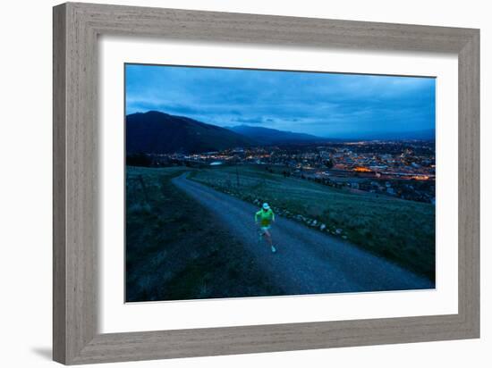 Ultra Runner Kristina Pattison, Predawn Run Along Waterworks Trail Outside Missoula, Montana-Ben Herndon-Framed Photographic Print