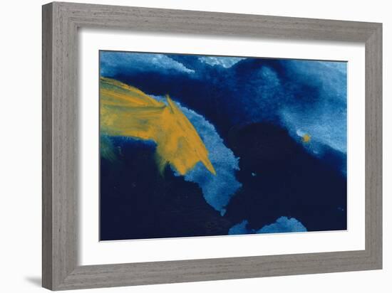 Ultramarine and yellow watercolor-Anastasiia Gevko-Framed Art Print