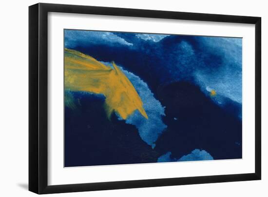 Ultramarine and yellow watercolor-Anastasiia Gevko-Framed Art Print