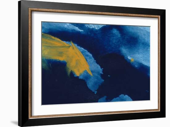 Ultramarine and yellow watercolor-Anastasiia Gevko-Framed Art Print