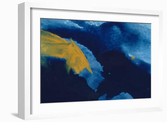 Ultramarine and yellow watercolor-Anastasiia Gevko-Framed Art Print