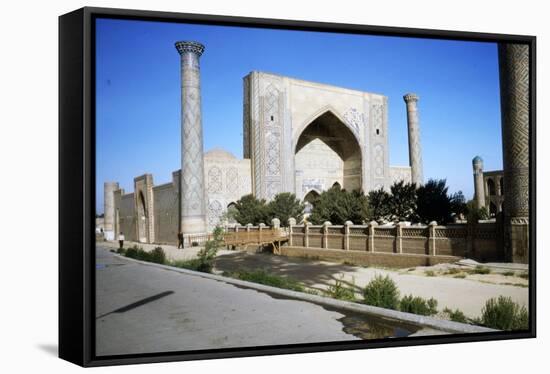 Ulug-Beg Madrasa built 1417-20, Samarkand Registan, c20th century-CM Dixon-Framed Stretched Canvas