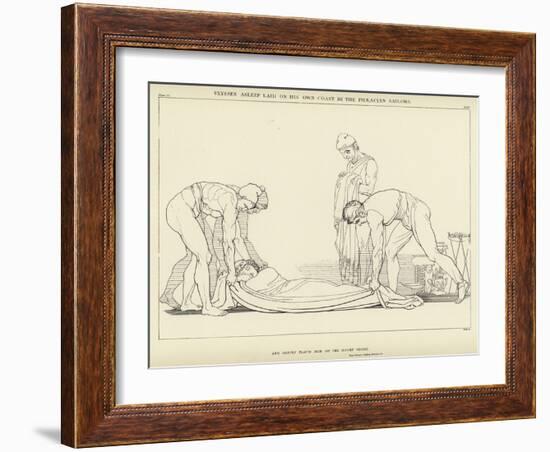 Ulysses Asleep Laid on His Own Coast by the Phaeacian Sailors-John Flaxman-Framed Giclee Print