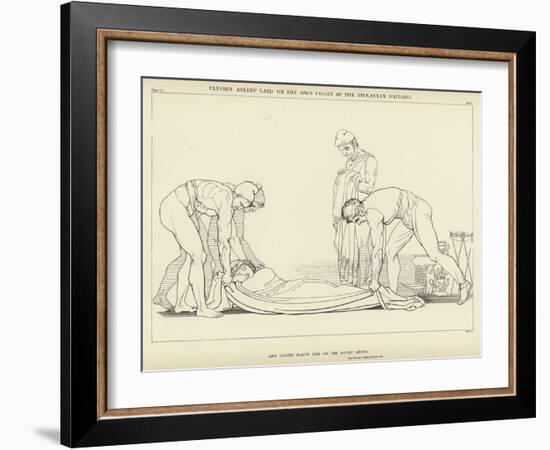 Ulysses Asleep Laid on His Own Coast by the Phaeacian Sailors-John Flaxman-Framed Giclee Print