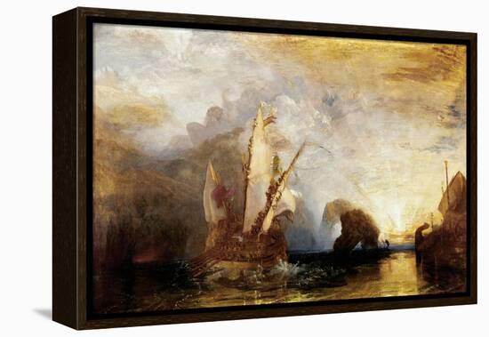 Ulysses flees with his companions, while Polyphem throws rocks at their ships without hitting them.-Joseph Mallord William Turner-Framed Premier Image Canvas