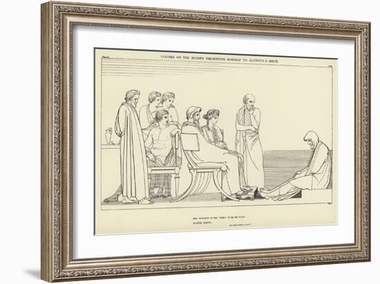 Ulysses on the Hearth Presenting Himself to Alcinous and Arete-John Flaxman-Framed Giclee Print