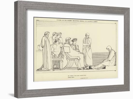 Ulysses on the Hearth Presenting Himself to Alcinous and Arete-John Flaxman-Framed Giclee Print