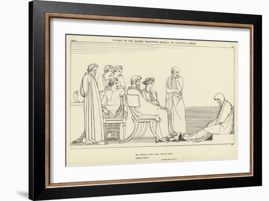 Ulysses on the Hearth Presenting Himself to Alcinous and Arete-John Flaxman-Framed Giclee Print