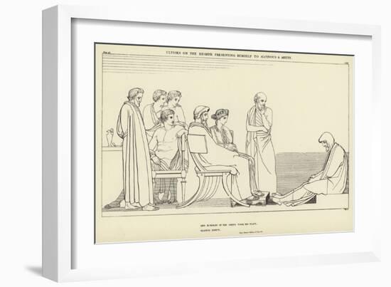 Ulysses on the Hearth Presenting Himself to Alcinous and Arete-John Flaxman-Framed Giclee Print