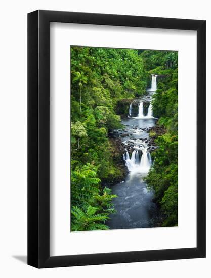 Umauma Falls along the lush Hamakua Coast, The Big Island, Hawaii, USA-Russ Bishop-Framed Photographic Print