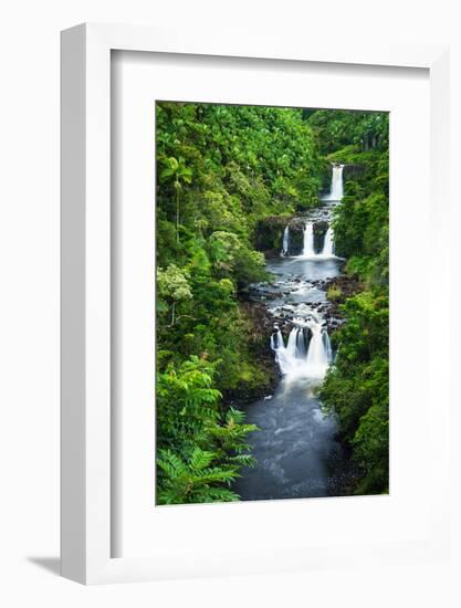 Umauma Falls along the lush Hamakua Coast, The Big Island, Hawaii, USA-Russ Bishop-Framed Photographic Print