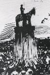 Agitated Crowd Surrounding a High Equestrian Monument-Umberto Boccioni-Giclee Print