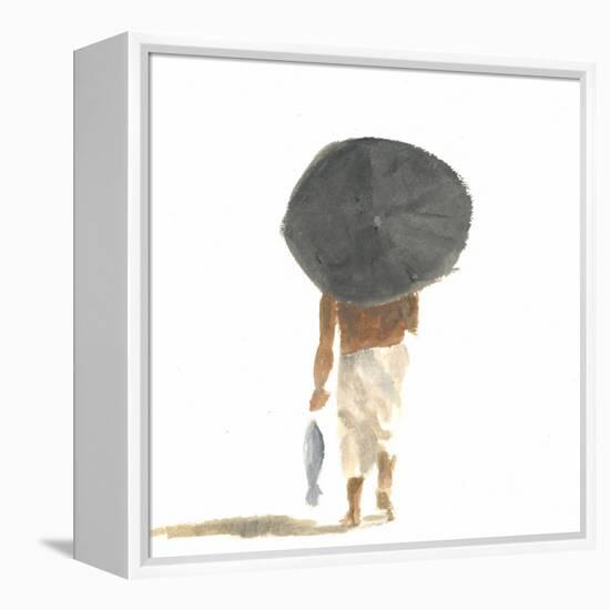 Umbrella and Fish, 2015-Lincoln Seligman-Framed Premier Image Canvas