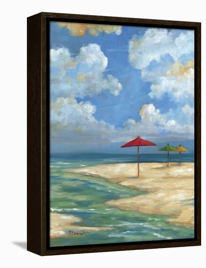 Umbrella Beachscape I-Paul Brent-Framed Stretched Canvas