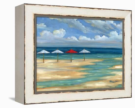 Umbrella Beachscape III-Paul Brent-Framed Stretched Canvas