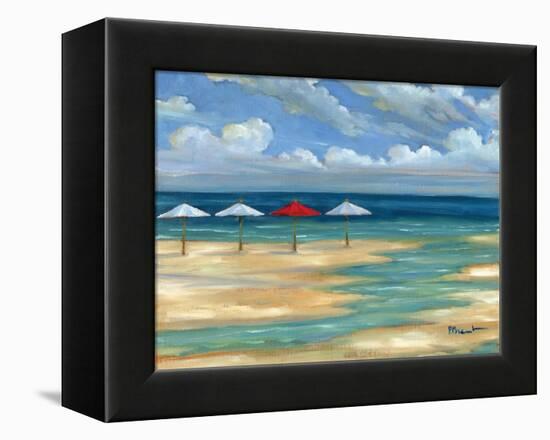 Umbrella Beachscape III-Paul Brent-Framed Stretched Canvas