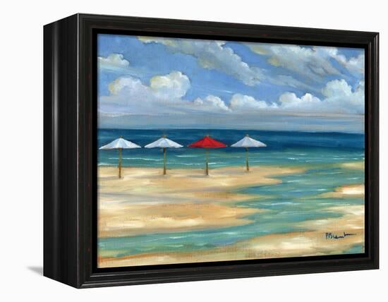 Umbrella Beachscape III-Paul Brent-Framed Stretched Canvas