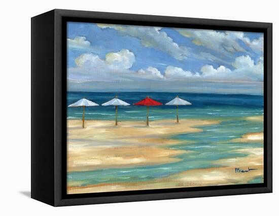 Umbrella Beachscape III-Paul Brent-Framed Stretched Canvas