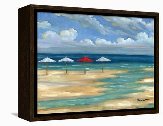 Umbrella Beachscape III-Paul Brent-Framed Stretched Canvas