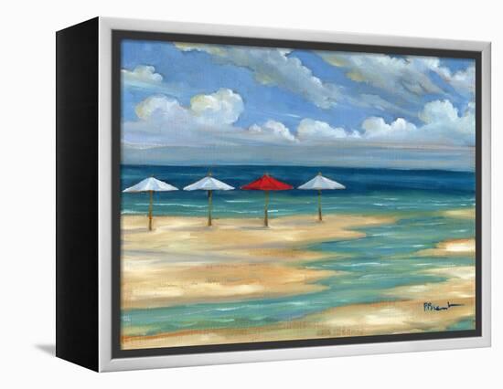 Umbrella Beachscape III-Paul Brent-Framed Stretched Canvas