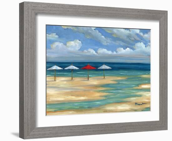 Umbrella Beachscape III-Paul Brent-Framed Art Print