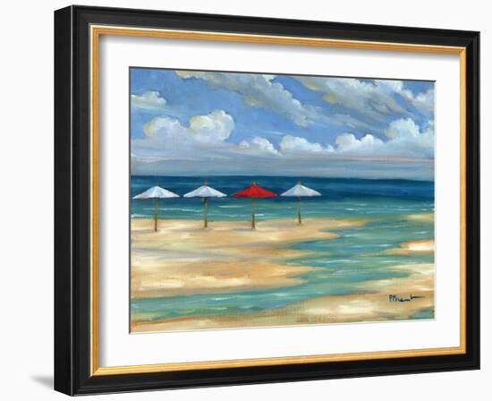 Umbrella Beachscape III-Paul Brent-Framed Art Print