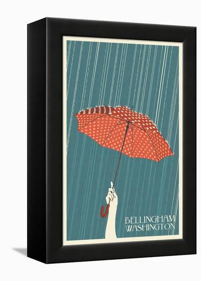 Umbrella - Bellingham, WA-Lantern Press-Framed Stretched Canvas