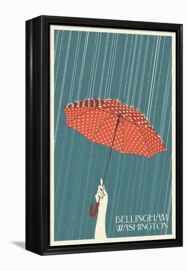 Umbrella - Bellingham, WA-Lantern Press-Framed Stretched Canvas