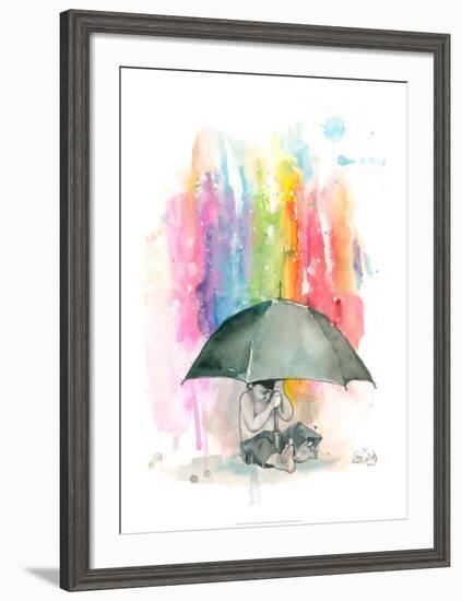 Umbrella Boy-Lora Zombie-Framed Art Print