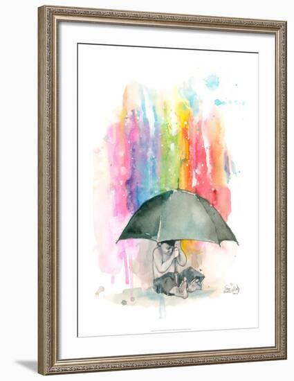 Umbrella Boy-Lora Zombie-Framed Art Print