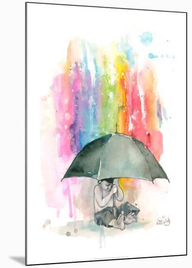 Umbrella Boy-Lora Zombie-Mounted Art Print