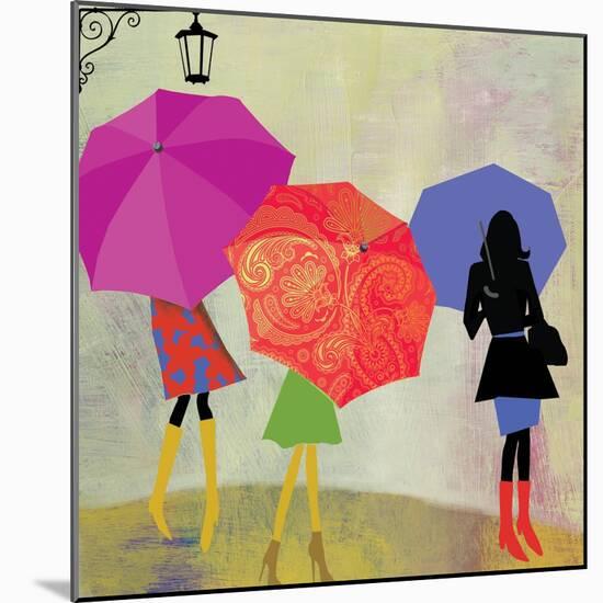 Umbrella Girls-Andrew Michaels-Mounted Art Print