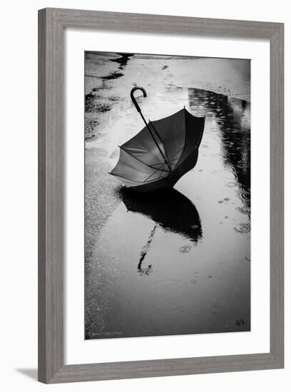Umbrella in Puddle-Sharon Wish-Framed Photographic Print
