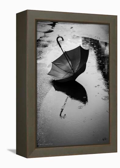 Umbrella in Puddle-Sharon Wish-Framed Premier Image Canvas